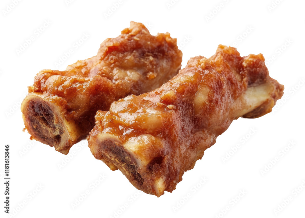 Barbecue-flavored pork ribs with tender meat and sticky sauce, delicious roasted meat dish perfect for dinner or grilling parties isolated on transparent background Barbecue-flavored pork ribs with tender meat and sticky sauce, delicious roasted meat dish perfect for dinner or grilling parties isolated on transparent background