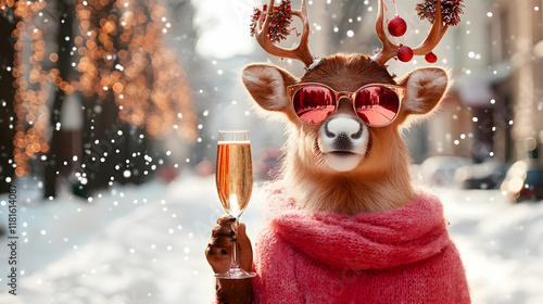 Deer Holds Champagne Celebr...