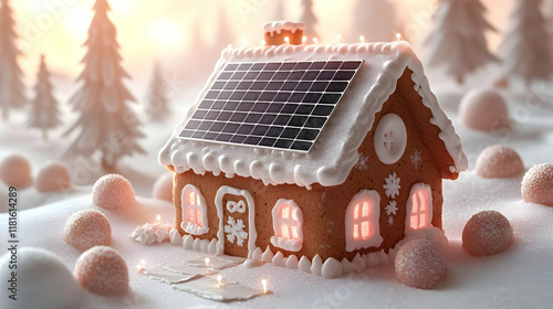 Gingerbread House with Sola...
