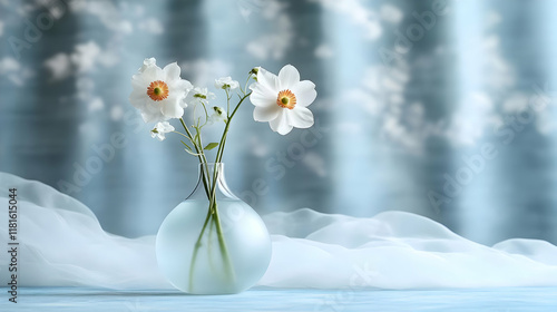 White Flowers Decorate Glas...