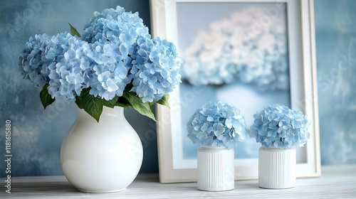 Blue Hydrangeas Decorate Ho...