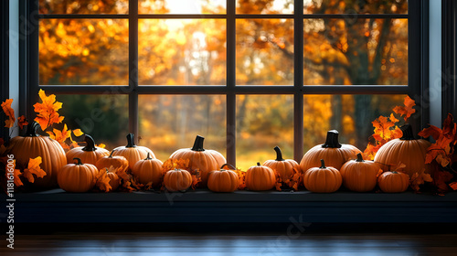 Pumpkins and Autumn Leaves ...