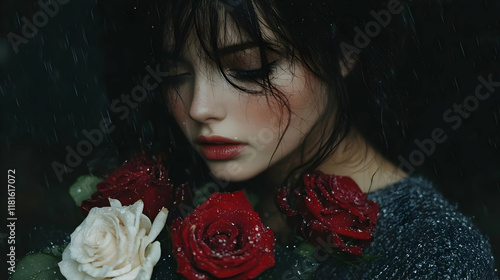 Red & White Roses Bloom Bea...
