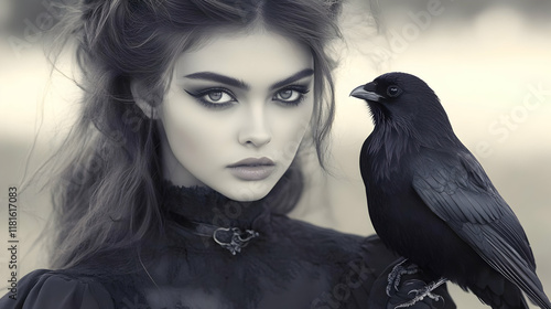 Woman with Raven Shows Myst...