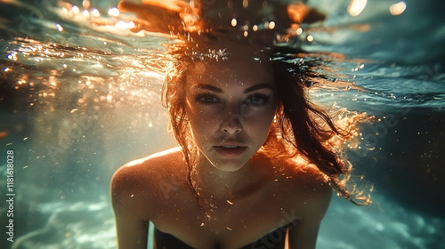 Woman Swims Underwater with...