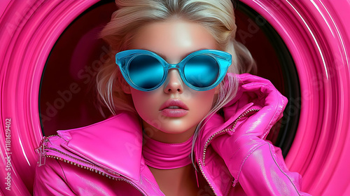 Fashion Model Wears Blue Su...