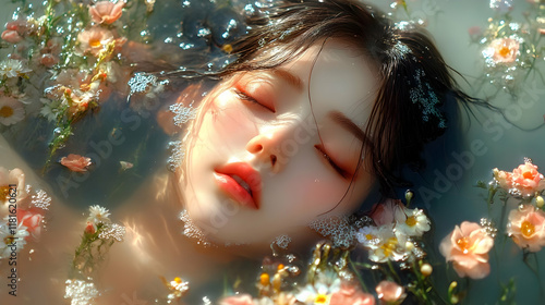 Woman Submerged in Water wi...