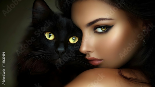 Black Cat and Woman Share G...
