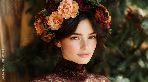 Woman with Floral Crown Pos...