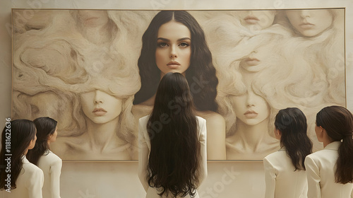 Art Lovers Observe Painting...