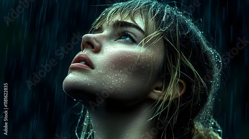 Woman Feels Rain on Face, W...