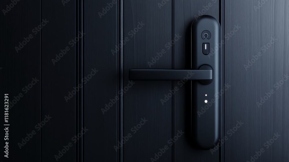 Fototapeta premium Modern black door handle with sleek design.