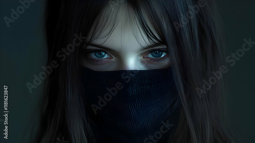 Blue Eyes Gaze, Face Hidden...