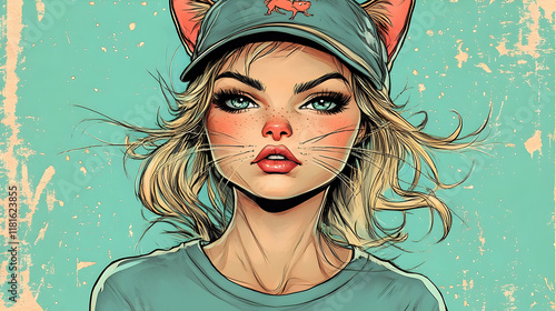 Girl Wears Cat-Eared Cap, B...
