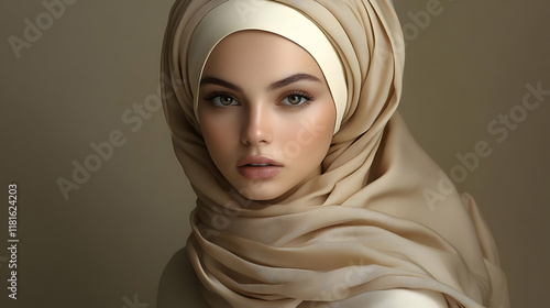Woman Wears Elegant Headsca...