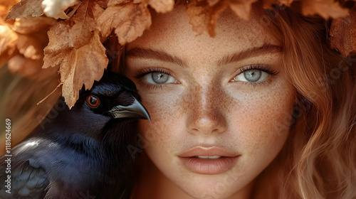 Woman with Freckles Poses w...