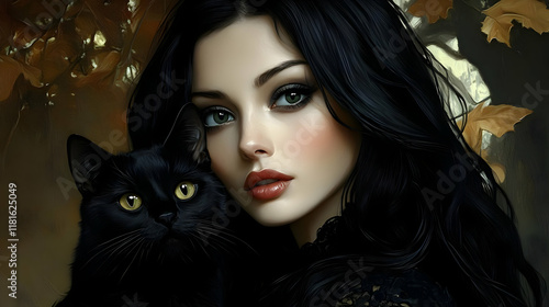 Black Cat and Woman Share a...