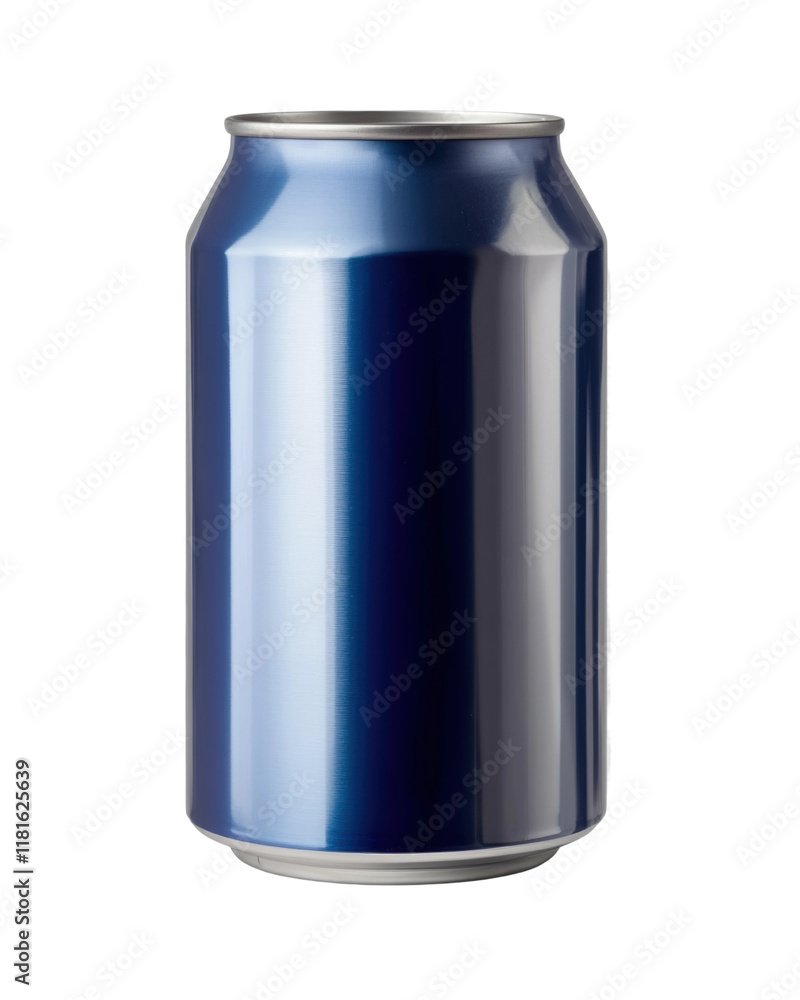Glossy metallic blue soda can design with smooth surface and modern style, aluminum beverage container for branding and packaging isolated on transparent background Glossy metallic blue soda can design with smooth surface and modern style, aluminum beverage container for branding and packaging isolated on transparent background