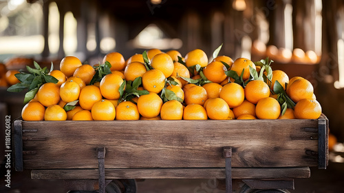 Fresh Oranges Fill Wooden C...
