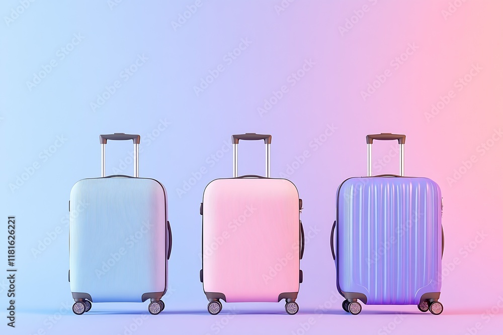Symmetric Display of Three Pastel Suitcases Aligned for Modern Travel Inspiration : Generative AI Symmetric Display of Three Pastel Suitcases Aligned for Modern Travel Inspiration : Generative AI