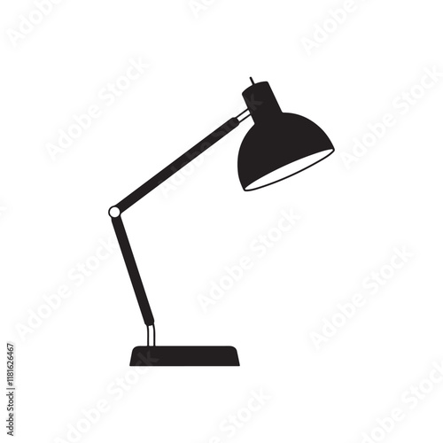 Minimalist Desk Lamp Icon - Black & White Vector Illustration