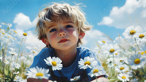 Child Dreams in Daisy Field...