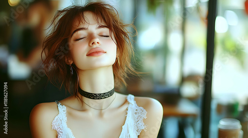 Woman Relaxes with Eyes Clo...
