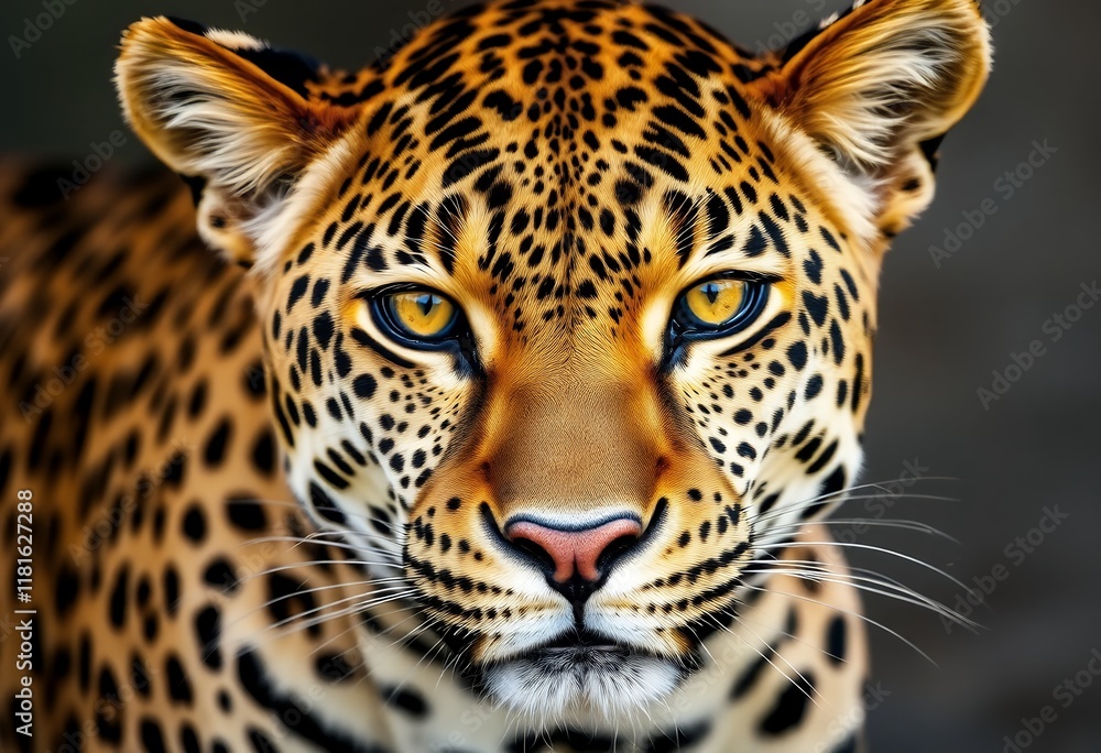 Naklejka premium Close-up of a Majestic Leopard's Face