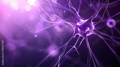 Purple day, Epilepsy awareness concept. Glowing Neural Connections symbolizing epilepsy awareness, neural communication, and the complexities of the human brain. photo