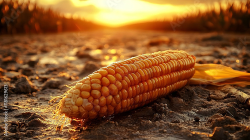 Golden Corn on Dry Soil dur...
