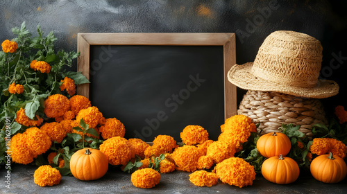 Orange Marigolds and Pumpki...