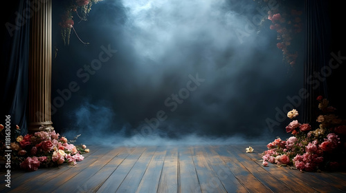 Dark Stage with Flowers, Sm...