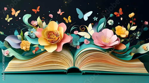Open Book Blooms with Paper...