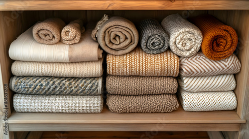 Cozy Blankets Folded Neatly...