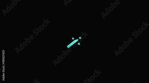 Edit auto icon with blue neon light in bowling effect.Concept for edit and save symbols.Neon icon edit pen symbol color . photo