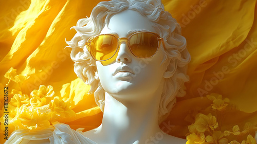 White Sculpture Wears Yello...