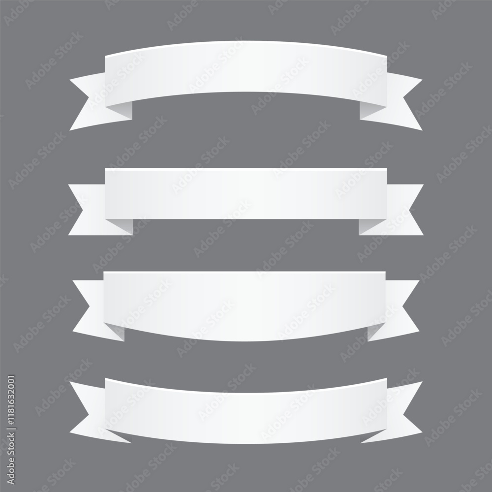White ribbons collection premium vector illustration, set of ribbons White ribbons collection premium vector illustration, set of ribbons