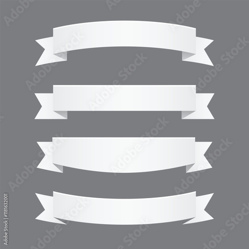 Free Download White ribbons collection premium vector illustration, set of ribbons - GFXLoad