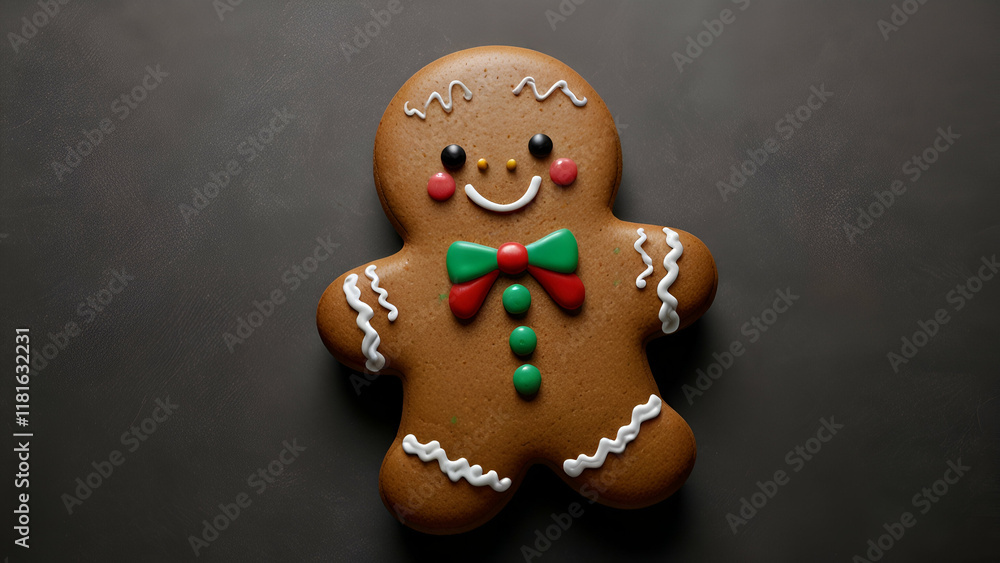 Gingerbread man cookie with glossy icing, a festive Christmas decoration. Gingerbread man cookie with glossy icing, a festive Christmas decoration.