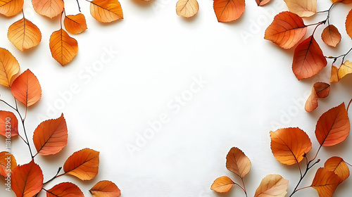 Autumn Leaves Frame a White...