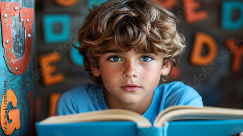 Child Reads Book, Education...