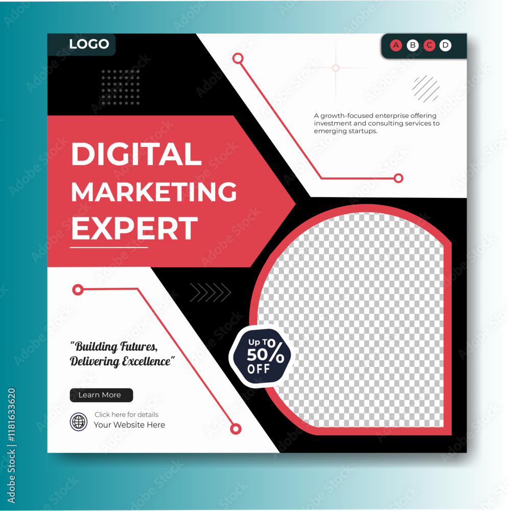 Fototapeta premium Digital marketing and corporate business service social media post banner template design