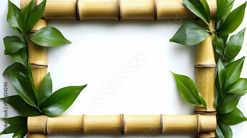 Bamboo Frame with Leaves Cr...