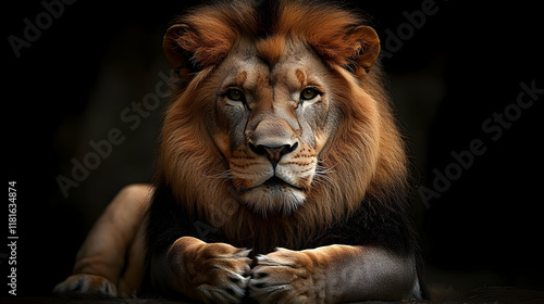Majestic Lion Gazes with In...