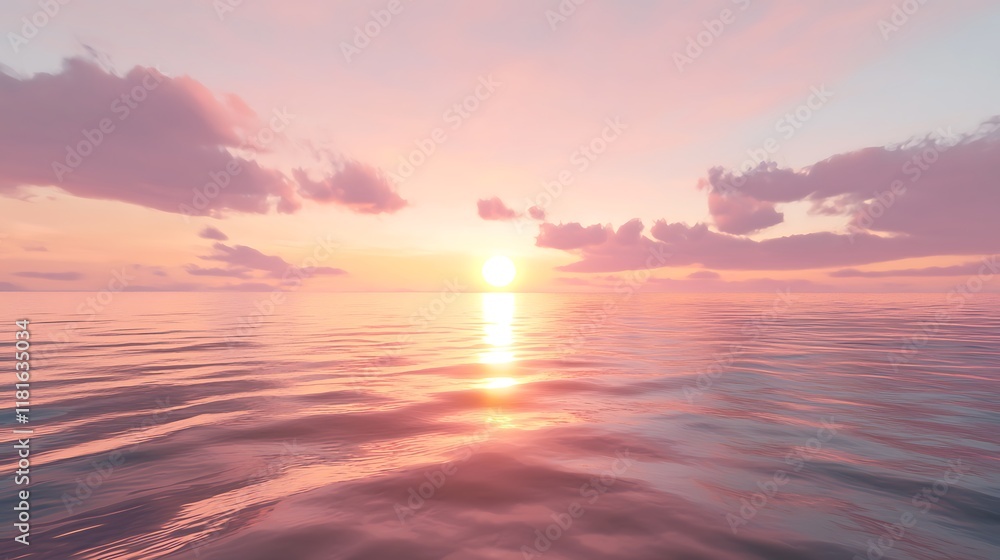 Serene sunset over calm ocean waters. Serene sunset over calm ocean waters.