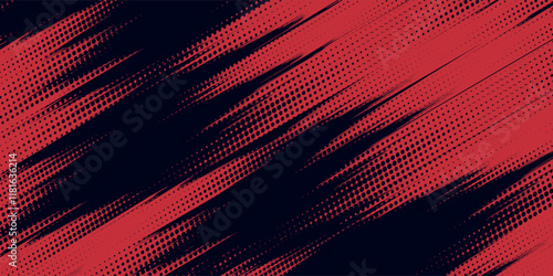 Red halftone dots blue color pattern gradient grunge texture background. Dot pop art comic sport style vector illustration. Eps10
