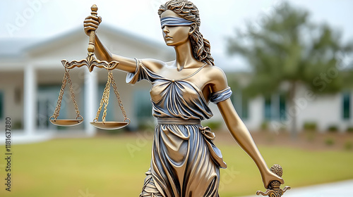 Justice Figure Holds Scales...