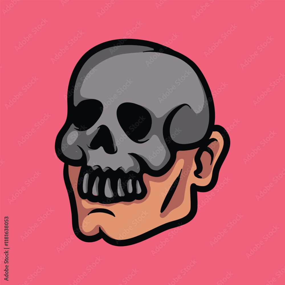 Fototapeta premium Human wearing skull mask vector illustration