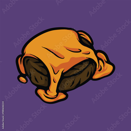 Melted cheese beef patty