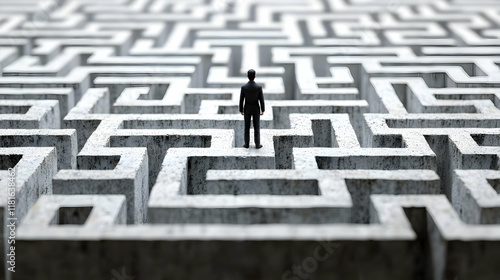 Businessman Lost in Concrete Maze Seeks Way Out Determinedly